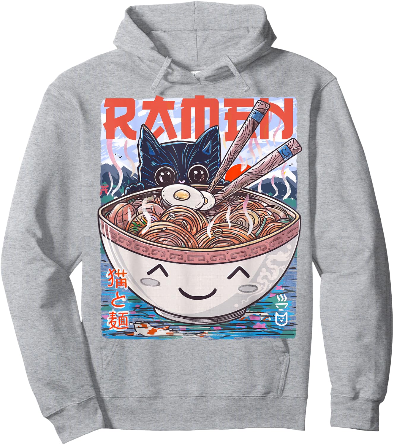 Ramen Noodles Anime Cat Hoodie - Hoodie | Ash