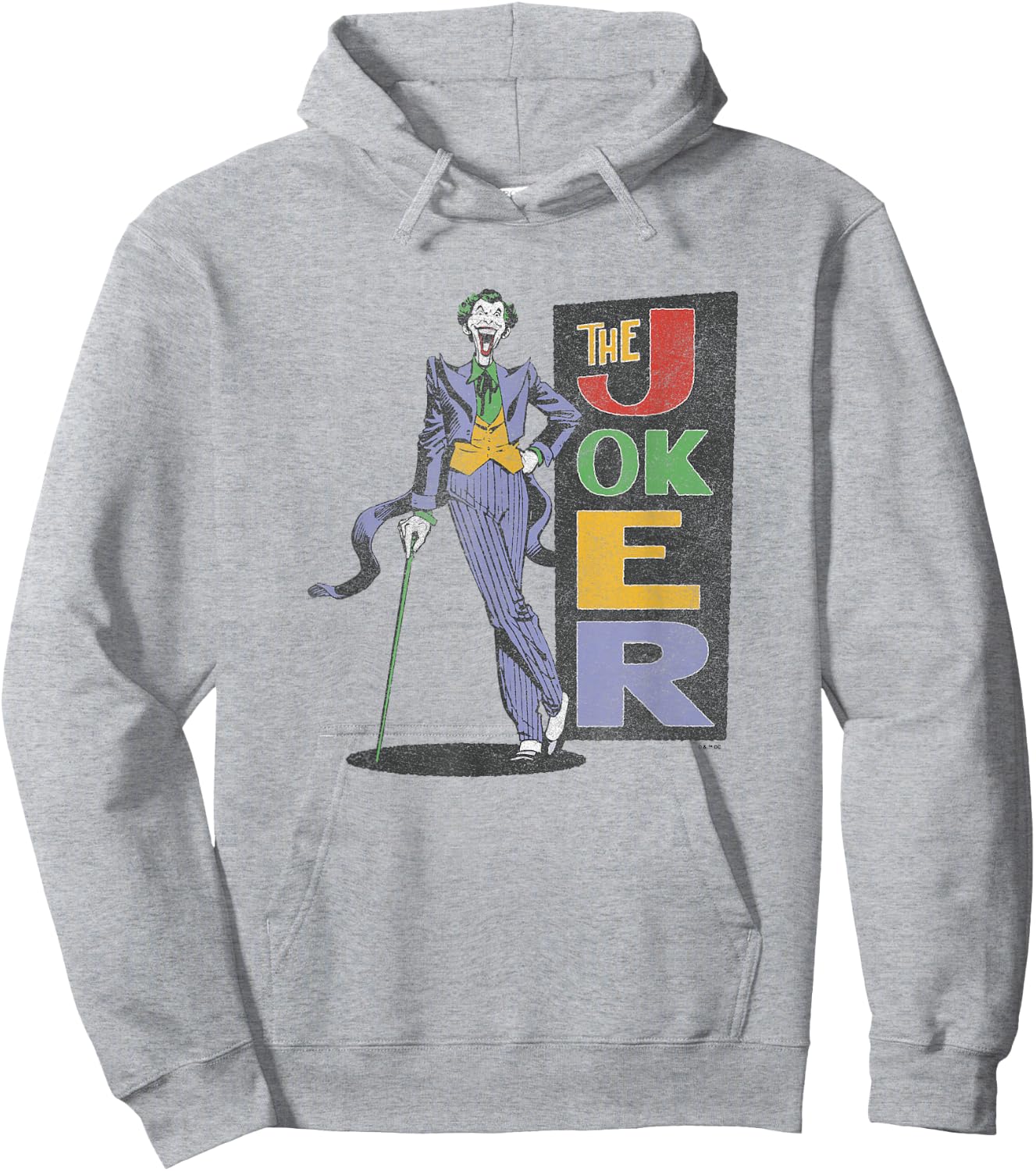 DC Comics Batman The Joker Smiling Vintage Style Distressed Hoodie - Hoodie | Ash