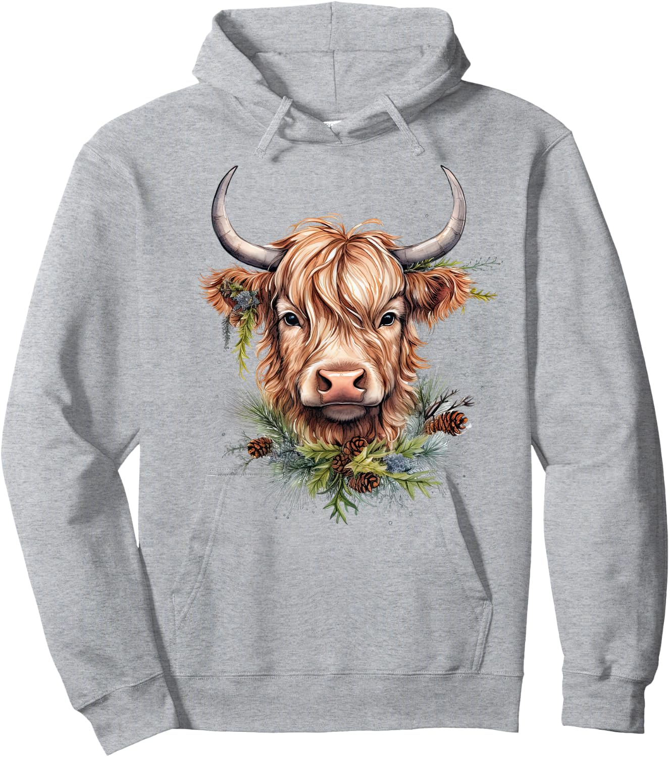 Scottish Highland Cow Cattle Hairy Cow Christmas Woman Hoodie - Hoodie | Ash
