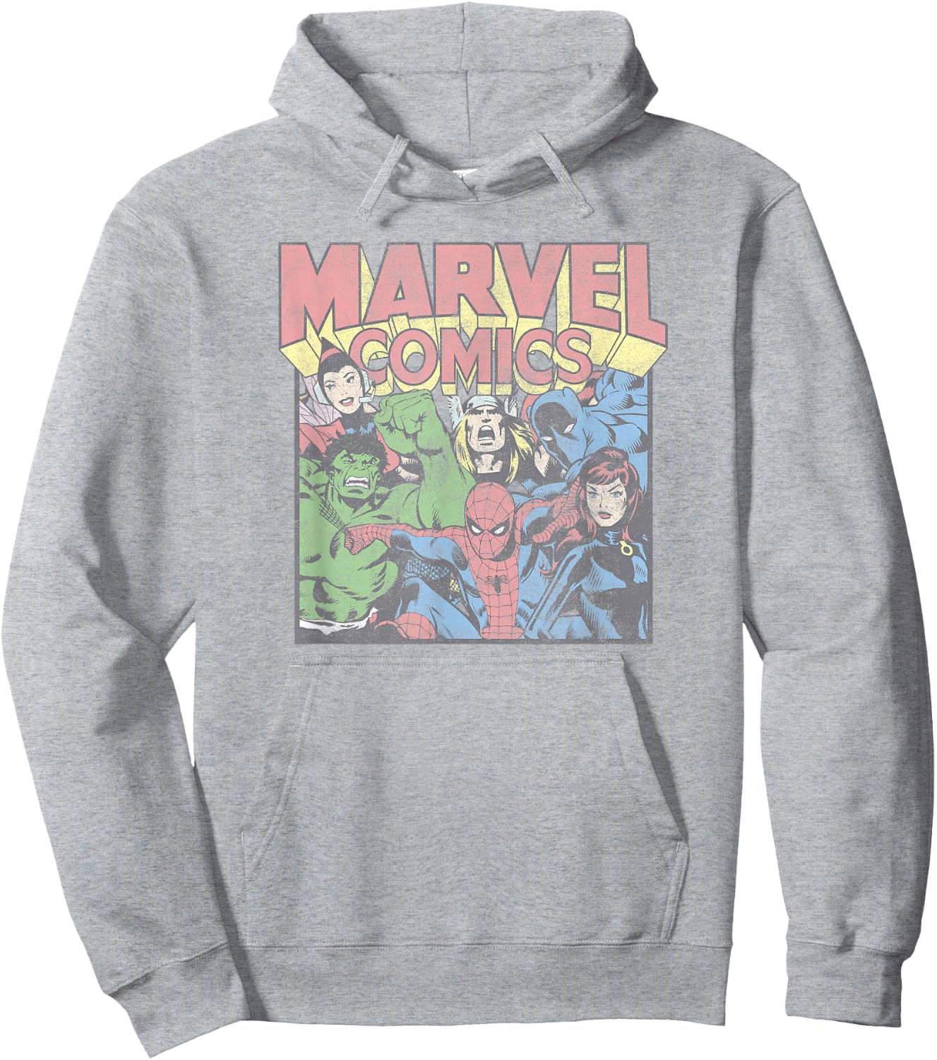 Marvel Avengers Comic Vintage Superheroes Group Shot Hoodie - Hoodie | Ash