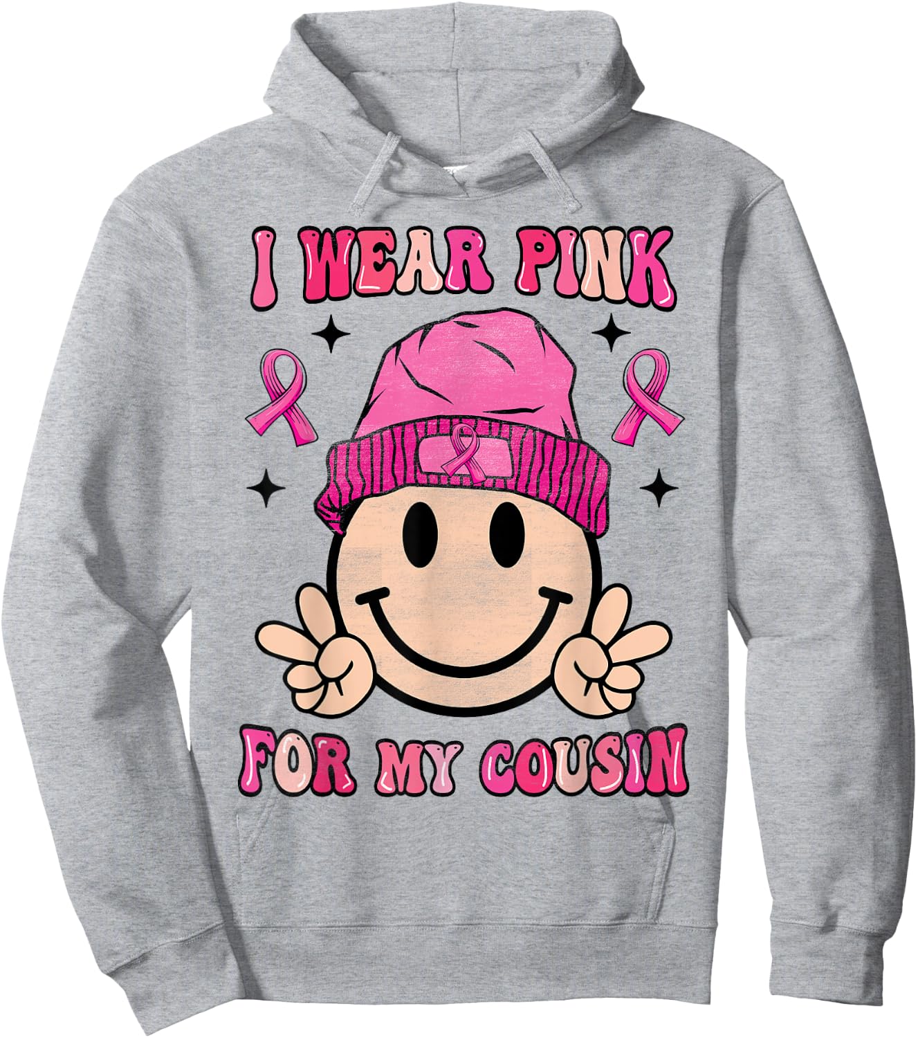 I Wear Pink For My Cousin Breast Cancer Awareness Women Hoodie - Hoodie | Ash