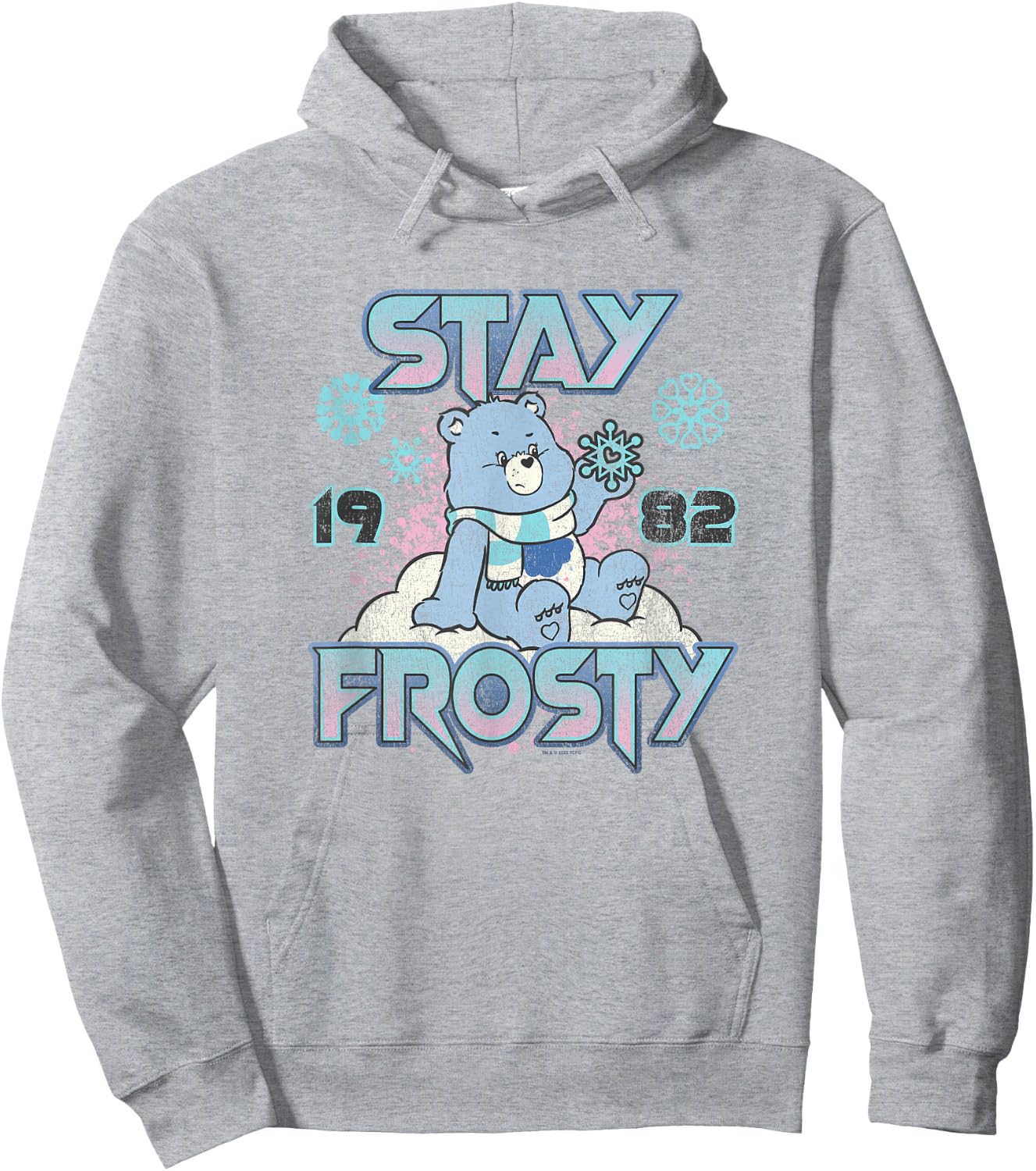 Care Bears Christmas Stay Frosty Feeling The Snow Retro Logo Hoodie - Hoodie | Ash