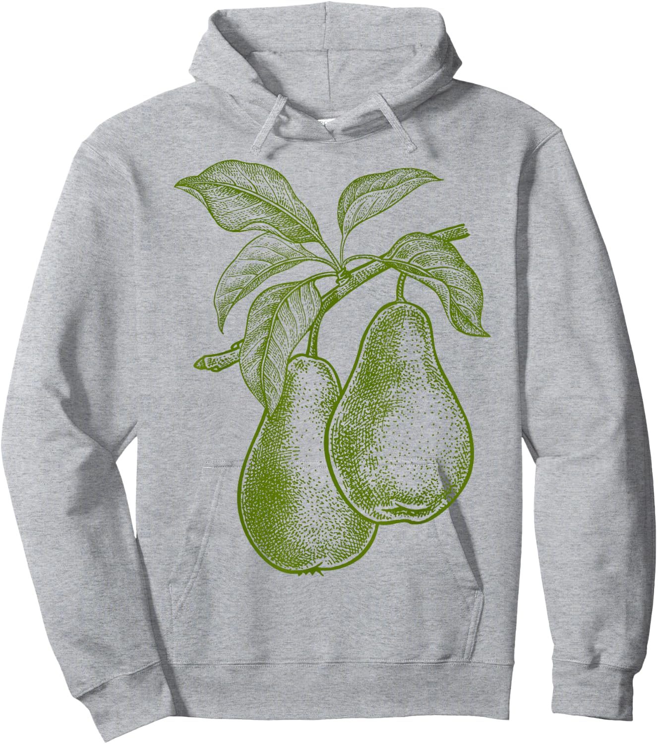 Big Fruit Mono Farblinie Birne Pear Green Fruit Retro Vintage Line Graphic - Pear Hoodie - Hoodie | Ash