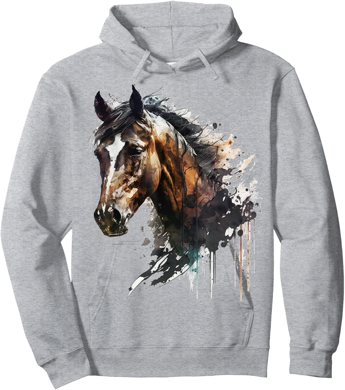 Horse riding art animal print horse motif horse Hoodie - Hoodie | Ash