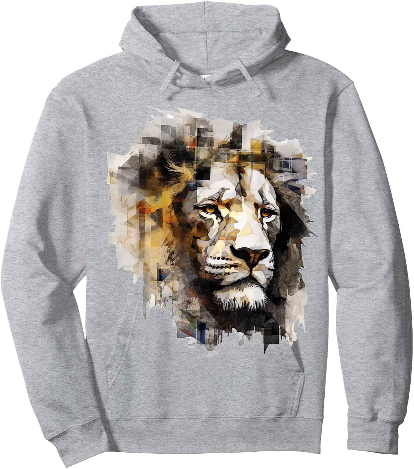 Lion Artwork - Animal Motif Art Lion Hoodie - Hoodie | Ash
