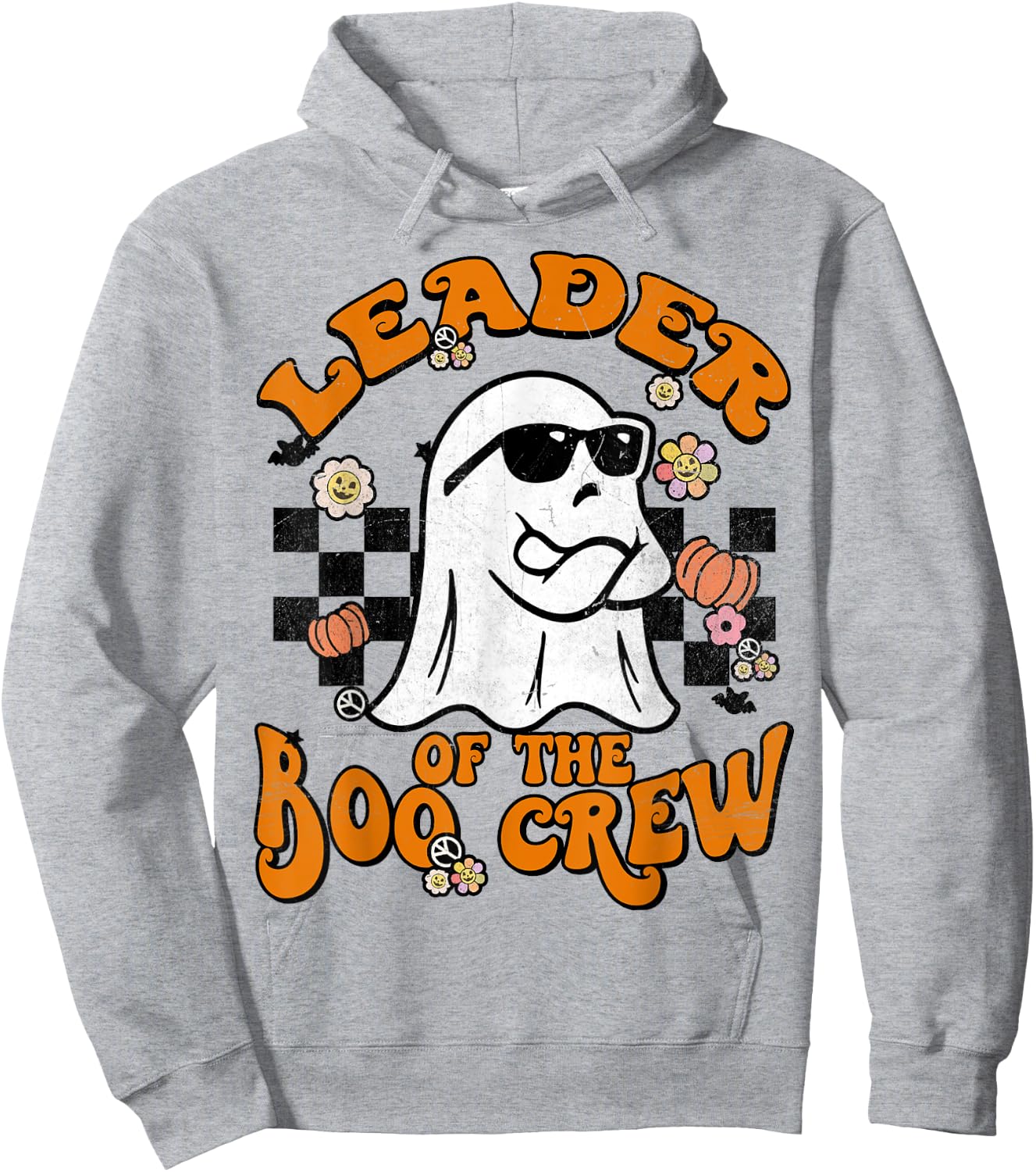 Leader Boo Crew Groovy Matching Family Halloween Men Women Hoodie - Hoodie | Ash