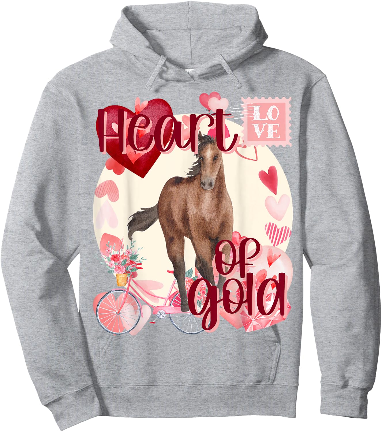 Valentine Horse Simply Watercolor Southern Colors Comfort Hoodie - Hoodie | Ash