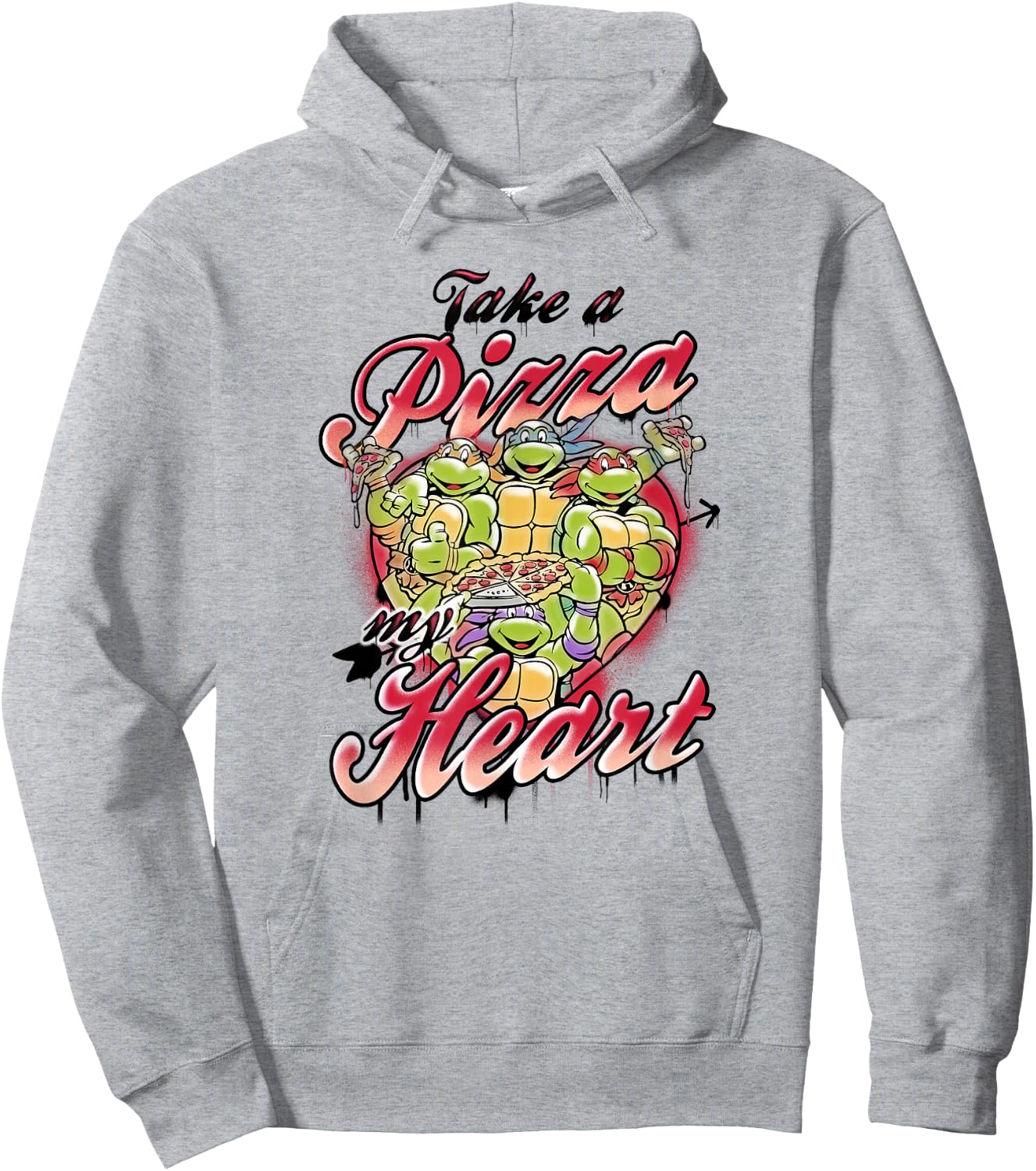 Teenage Mutant Ninja Turtles Valentine's Day Pizza Heart Hoodie - Hoodie | Ash