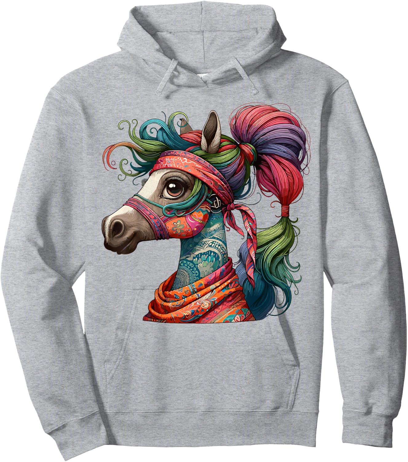 Graceful Horse with Bandana, Stunning Hoodie - Hoodie | Ash