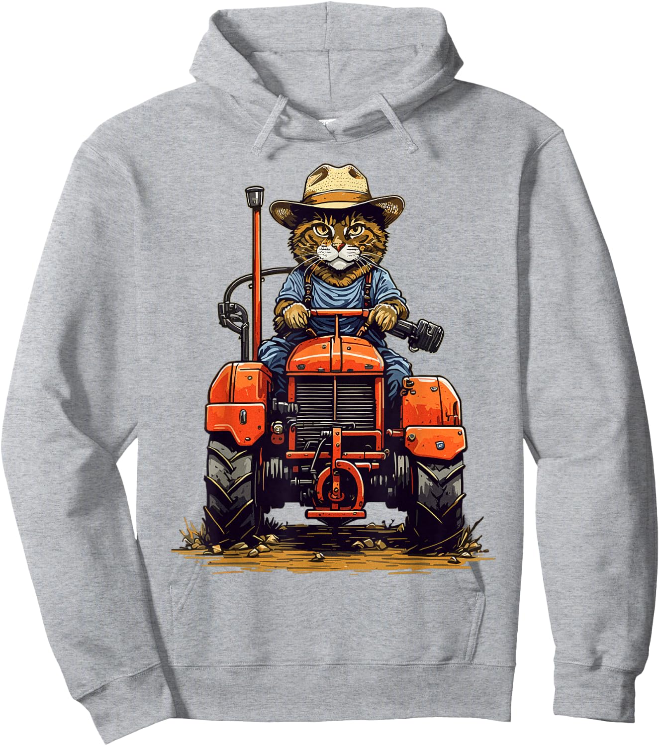 Funny Farm Tractor Lover Cat Farmer Life Cat Driving Tractor Hoodie - Hoodie | Ash