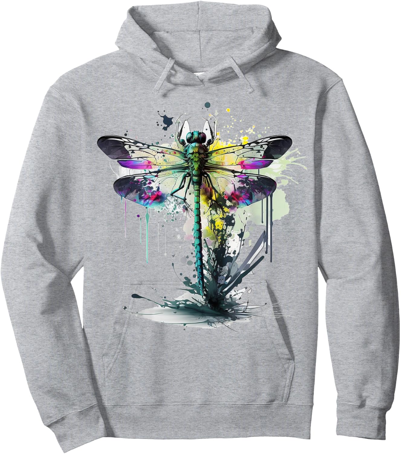 Dragonfly Animal Art Colourful Abstract Dragonfly Hoodie - Hoodie | Ash