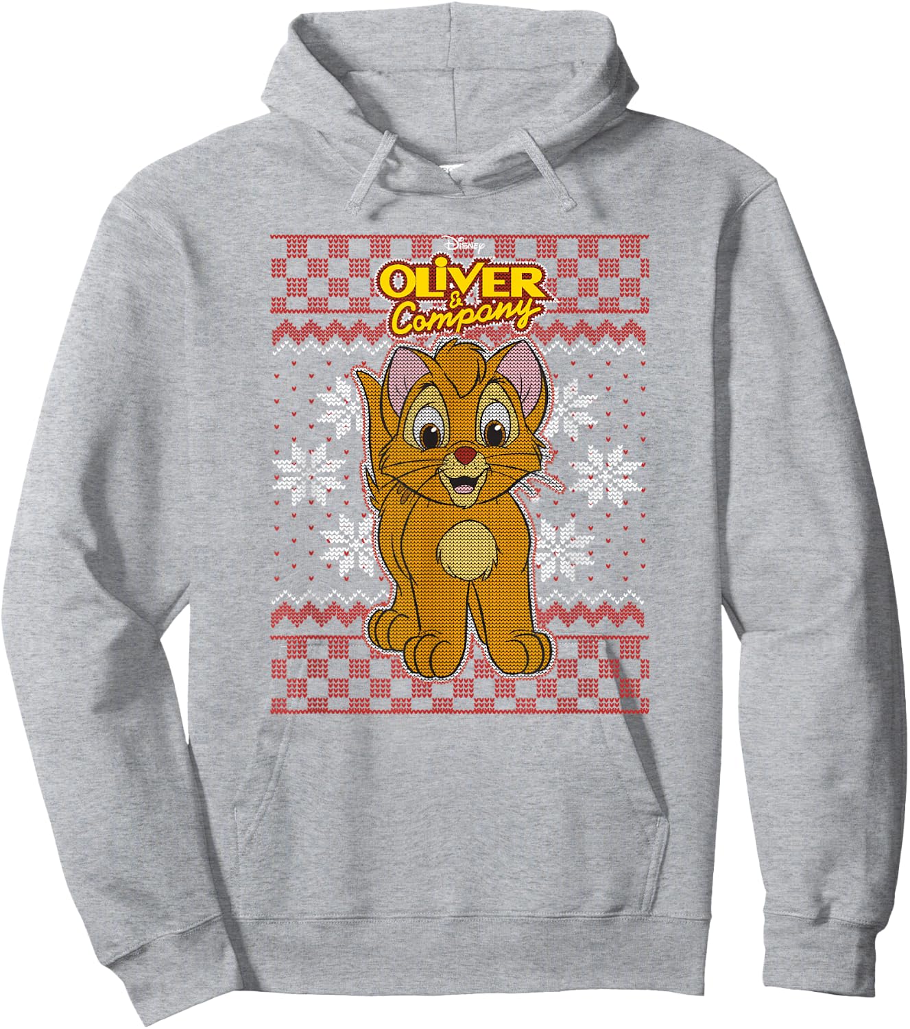 Disney Oliver & Company Christmas Oliver Ugly Sweater Style Hoodie - Hoodie | Ash