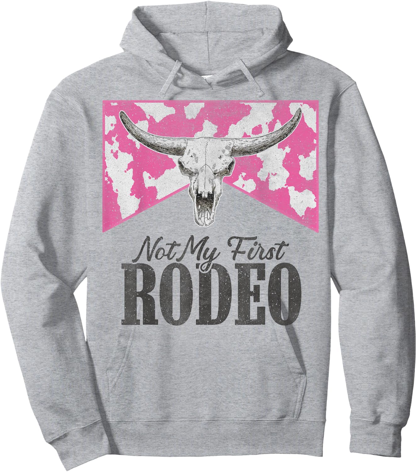 Leopard Bull Skull Western Life Country Not My First Rodeo Hoodie - Hoodie | Ash