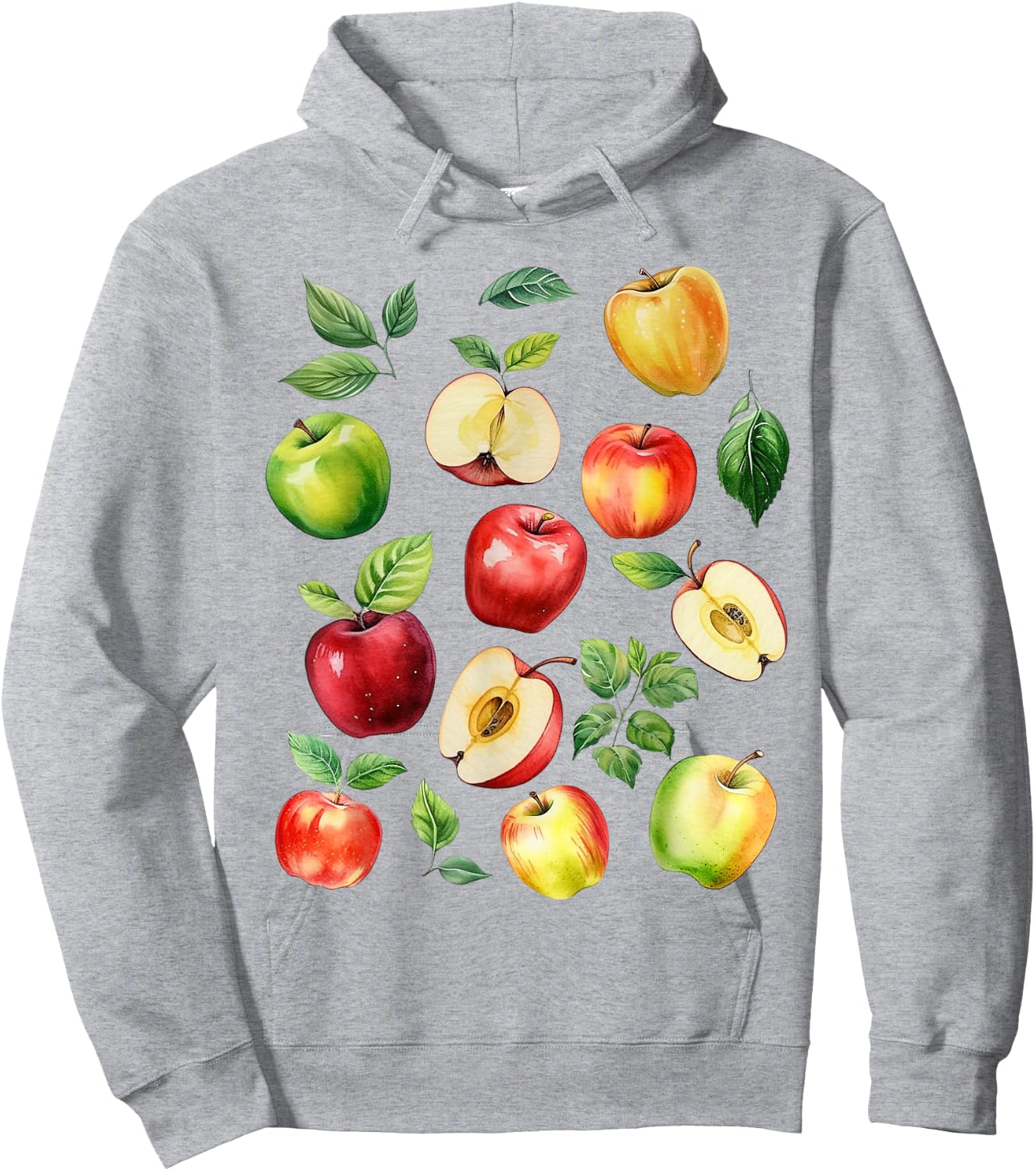 Apple Picking Farmer Apple Varieties Watercolor Farm Fresh Hoodie - Hoodie | Ash