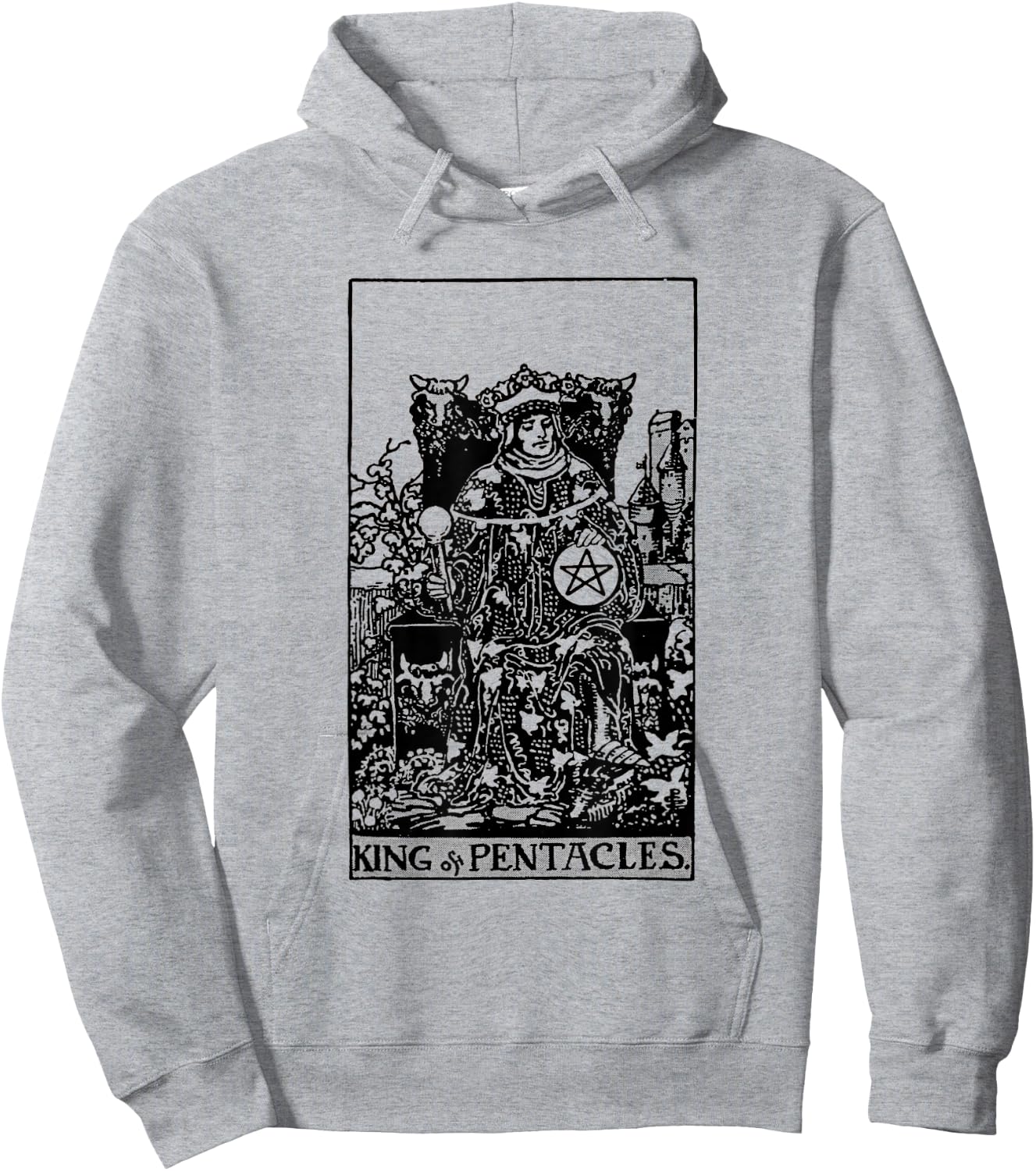 Vintage Tarot Card the Suit of Pentacles King Hoodie - Hoodie | Ash