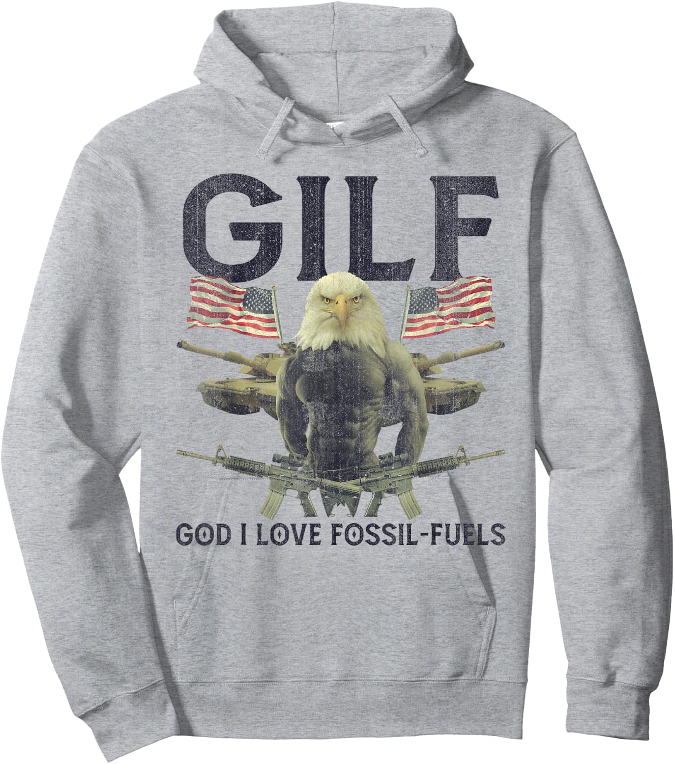 GILF God I Love Fossil-Fuels Eagle American Flag Women Men Hoodie - Hoodie | Ash