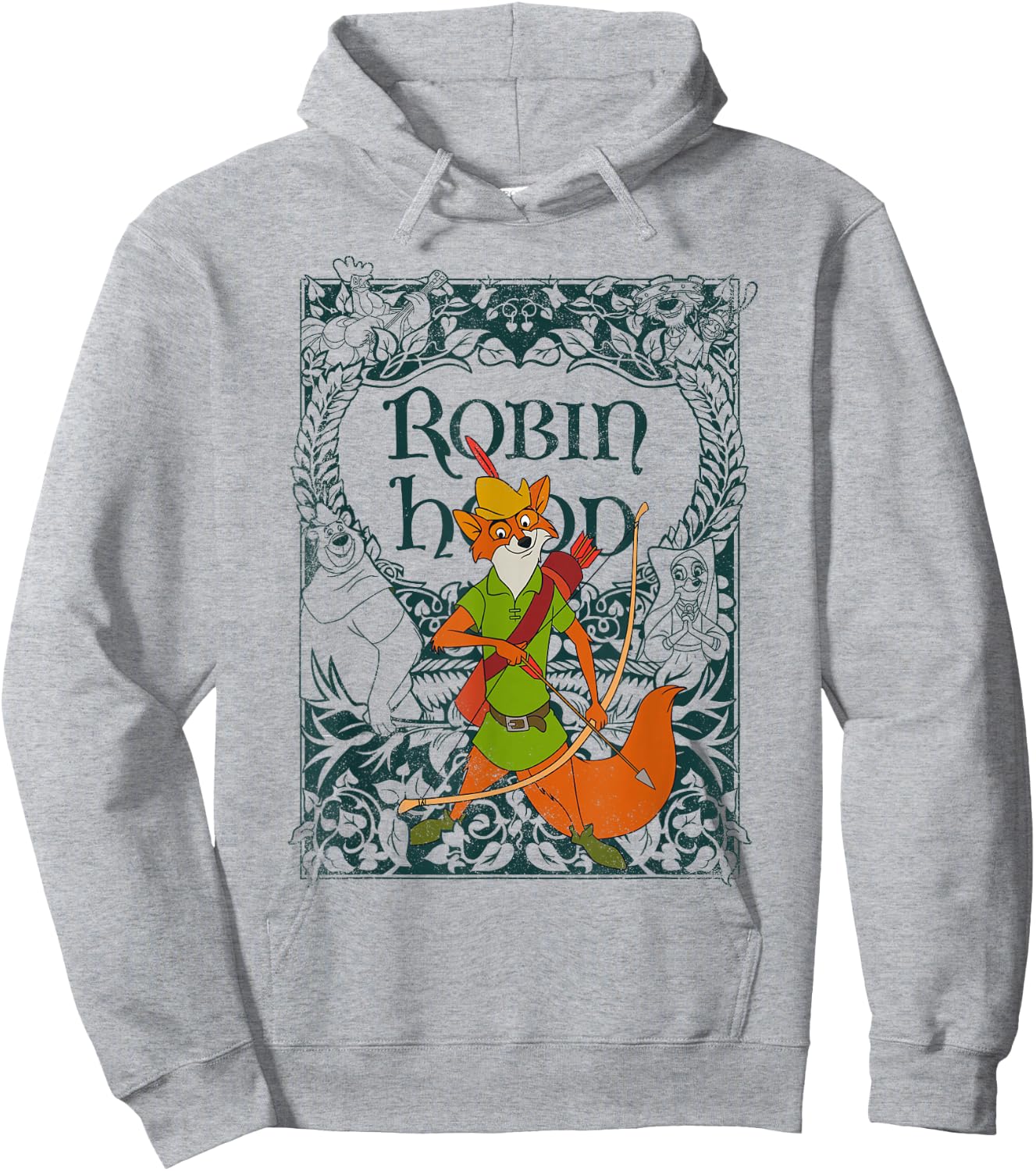 Disney Robin Hood Retro Vintage Distressed Small Hoodie - Hoodie | Ash