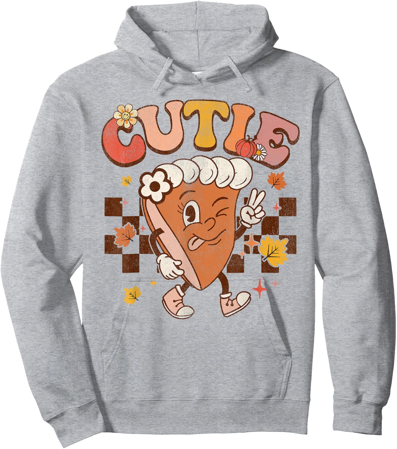 Groovy Retro Pumpkin Pie Cutie Thanksgiving Pie Dinner Hoodie - Hoodie | Ash