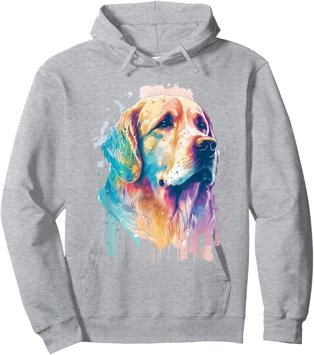 Golden Retriever Face Head Dog Lover Pet Owner Splash Art Hoodie - Hoodie | Ash