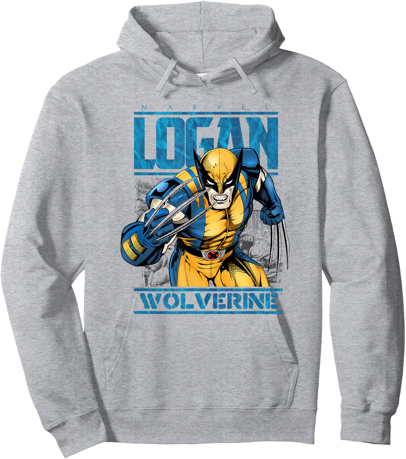Marvel Wolverine Classic Logan Retro Comic Logo Hoodie - Hoodie | Ash