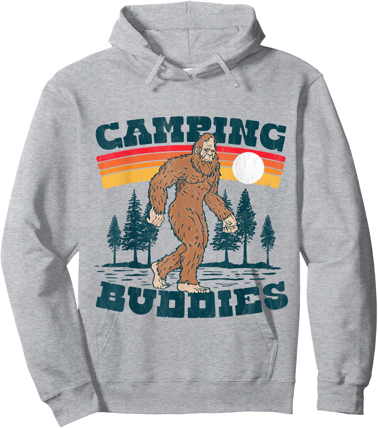 Camping Buddies Funny Camper Bigfoot Group Outdoor Sasquatch Hoodie - Hoodie | Ash
