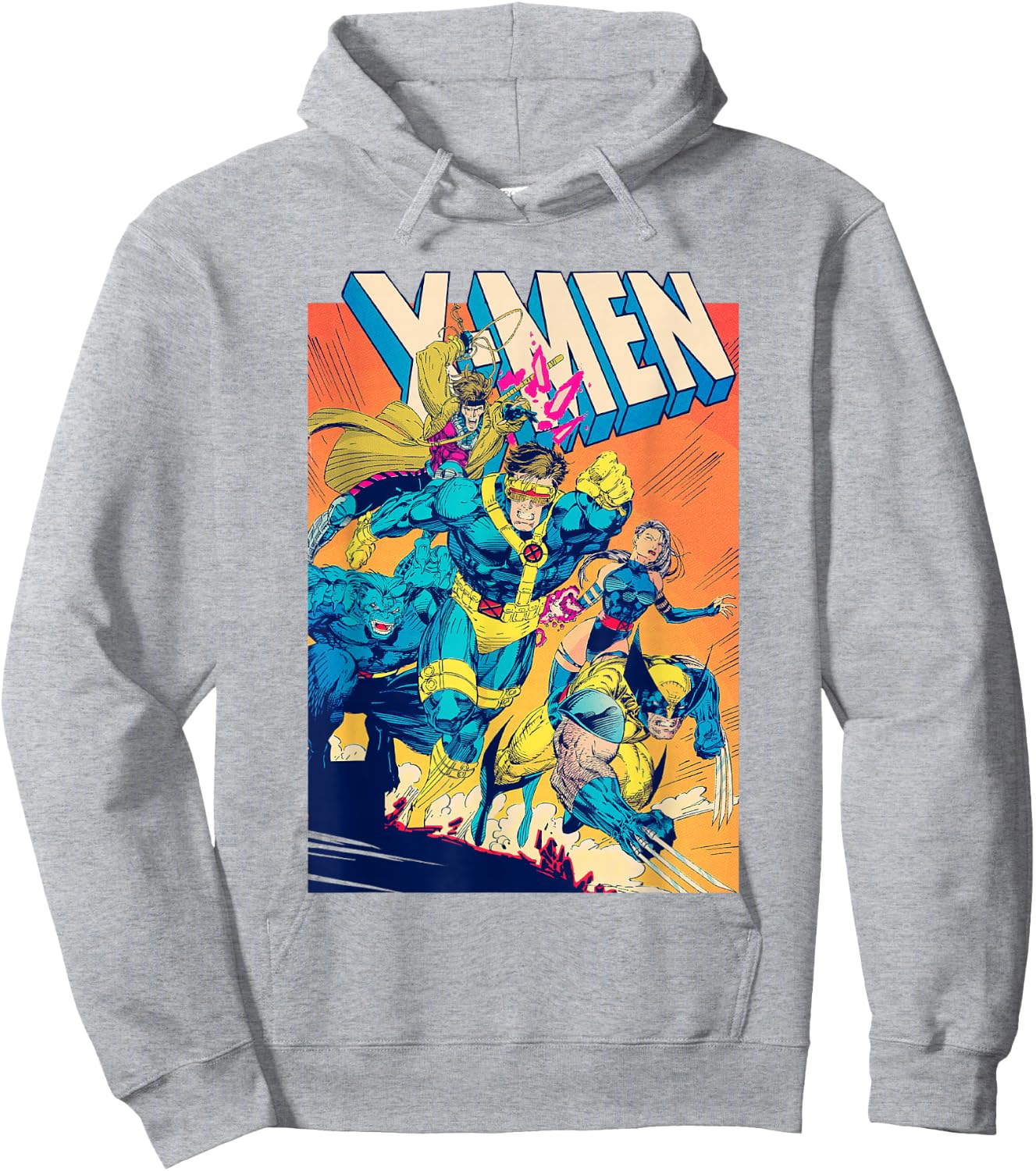 Marvel X-Men Team Rushing Into Battle Vintage Comic Cover Hoodie - Hoodie | Ash