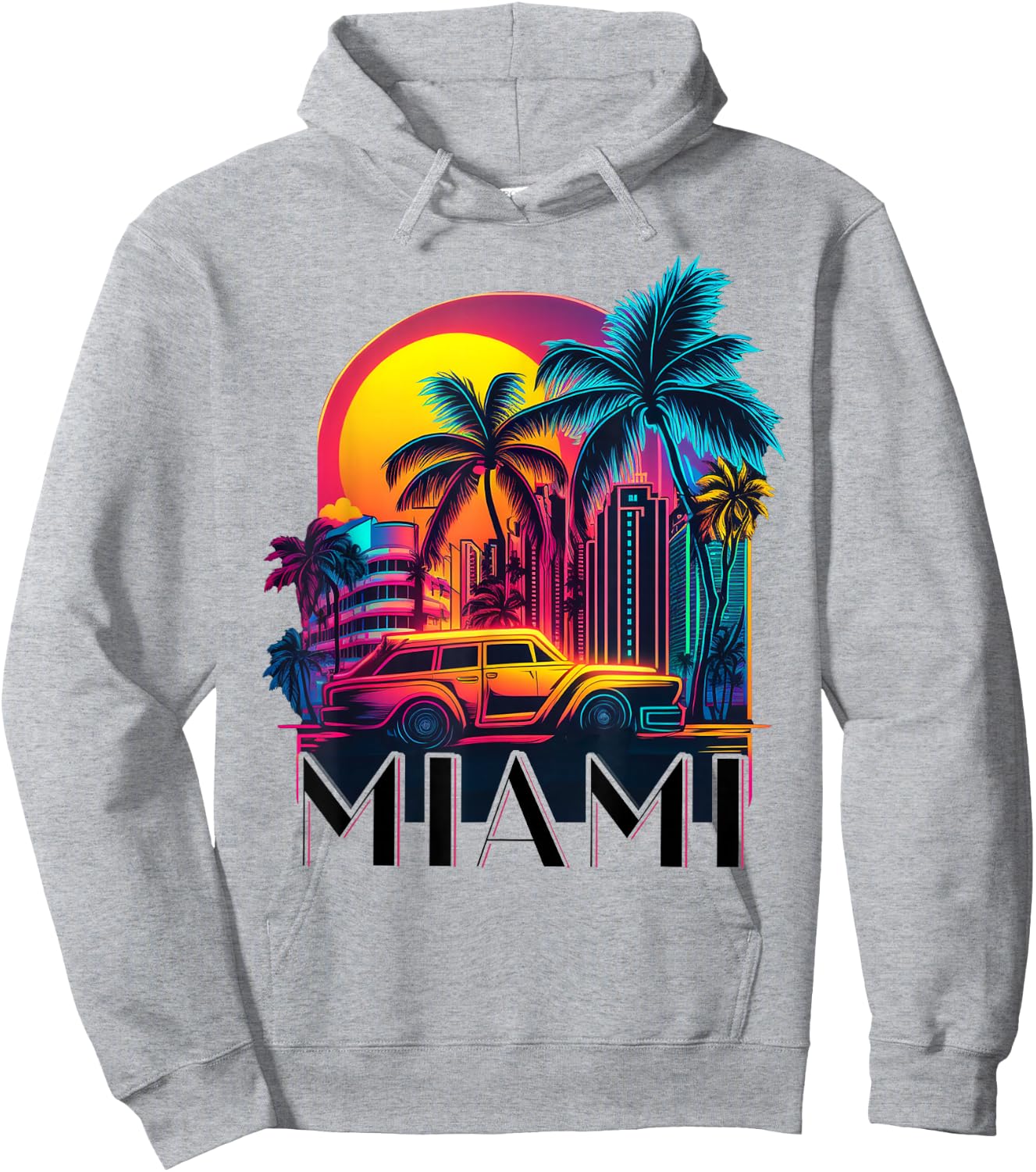 Miami Men Florida Vibrant Colorful Miami Souvenir Hoodie - Hoodie | Ash