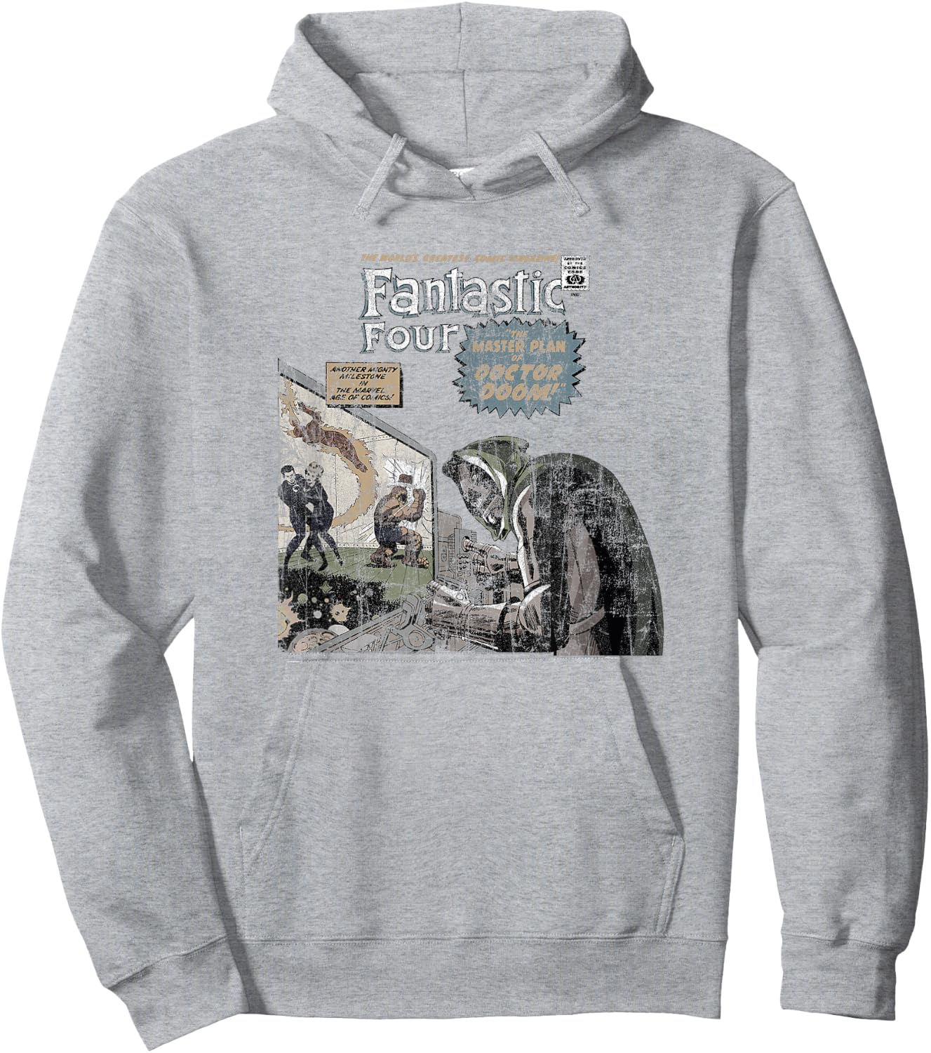 Marvel Fantastic Four Dr. Doom Vintage Comic Distressed Hoodie - Hoodie | Ash