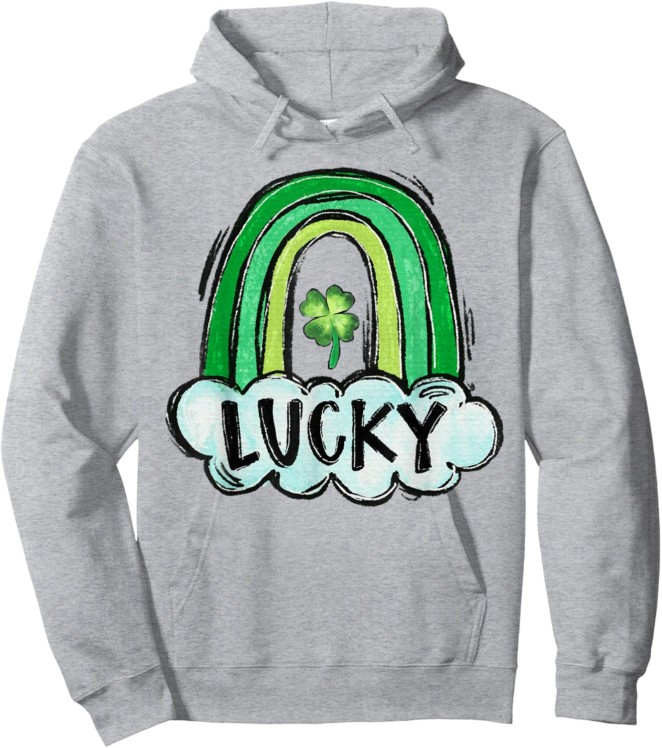 Lucky Rainbow St. Patrick's Day Shamrock Irish Women Girls Hoodie - Hoodie | Ash