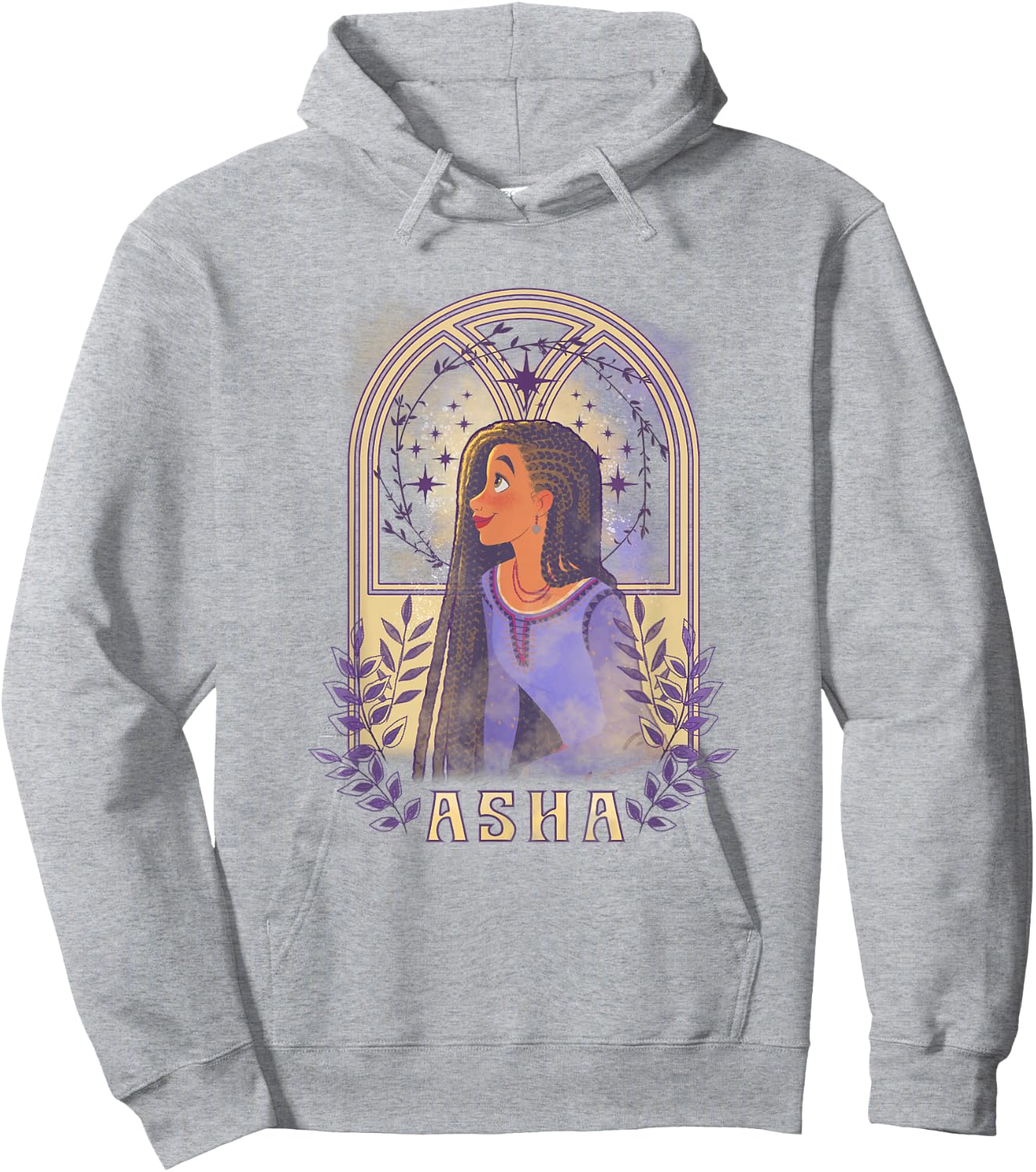 Disney Wish Asha & Star Watercolor Nouveau Window Portrait Hoodie - Hoodie | Ash