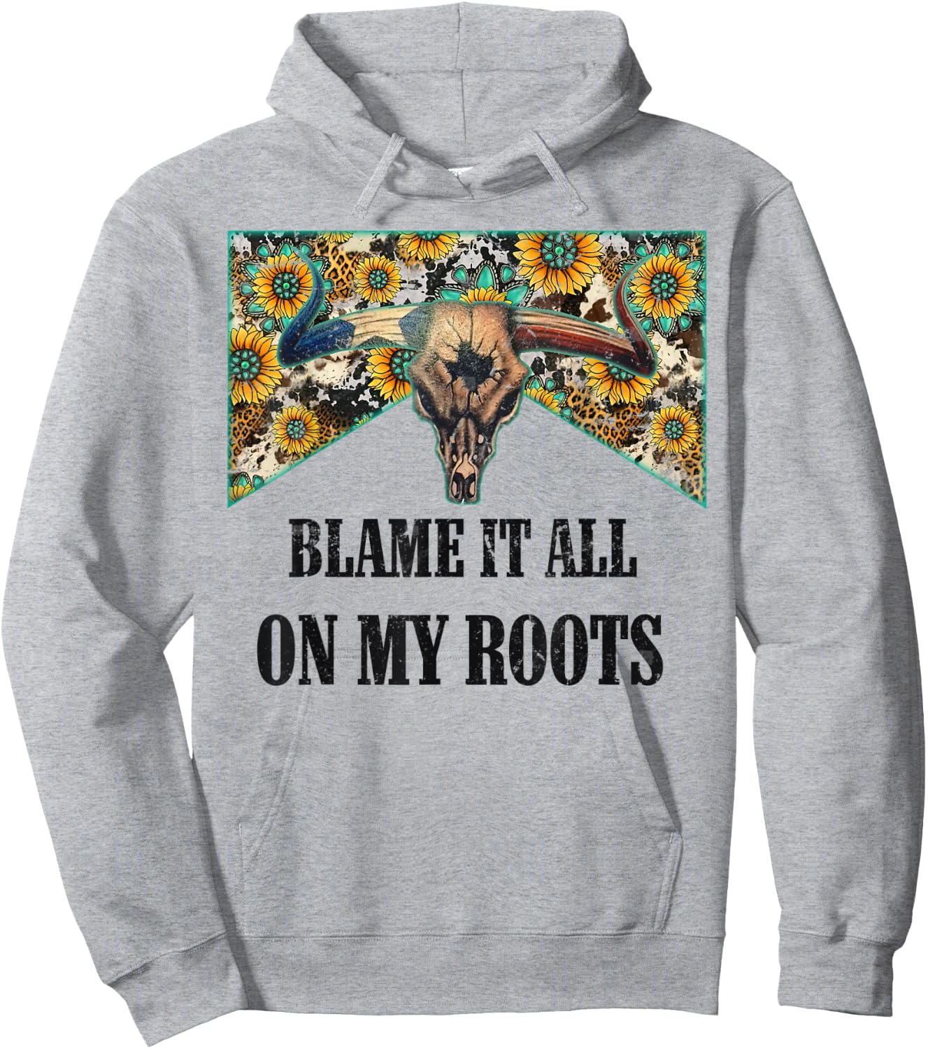 Blame It All On My Roots Vintage Bull Skull Country Music Hoodie - Hoodie | Ash