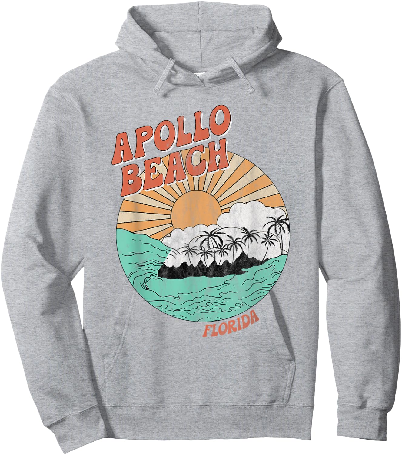 Vintage Apollo Beach Florida Palm Trees FL Retro Hoodie - Hoodie | Ash