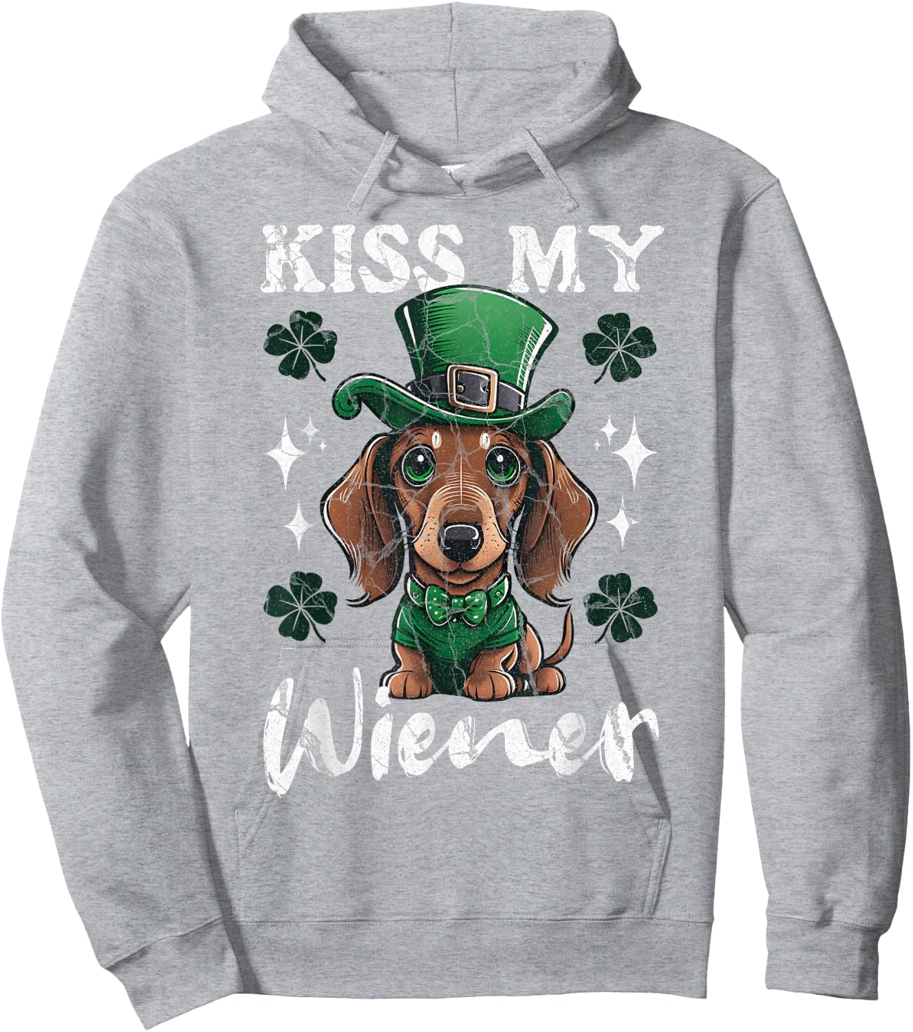 Dachshund Kiss my Wiener Funny St Patricks Day Dog Hoodie - Hoodie | Ash