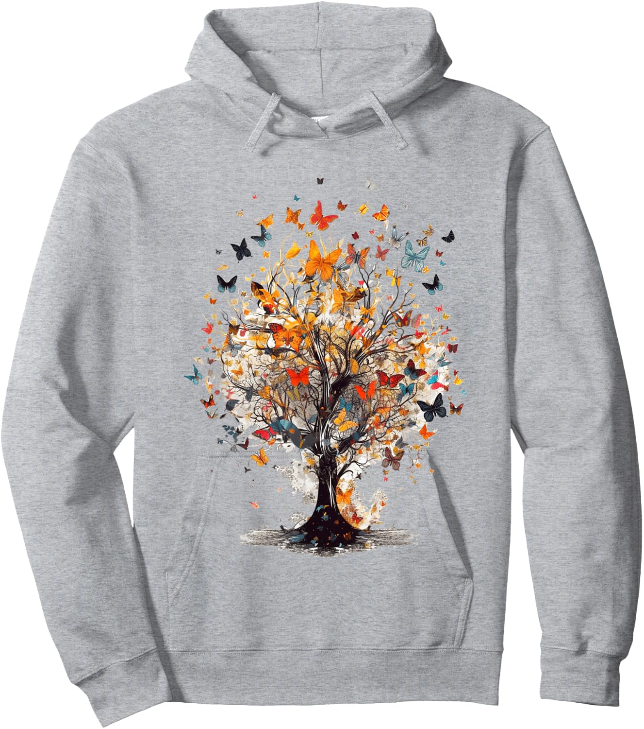 Beautiful Butterfly Tree | Nature Lover Colorful Girls Women Hoodie - Hoodie | Ash