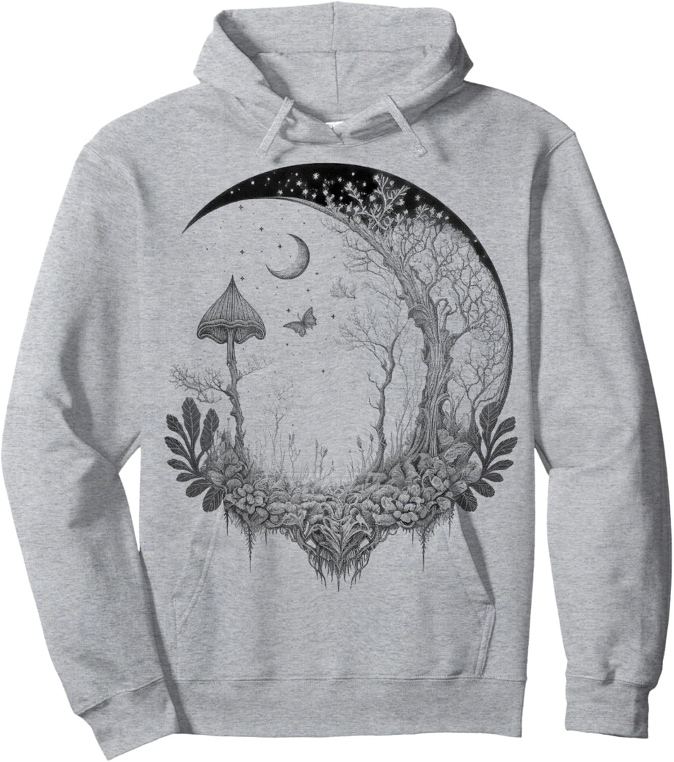 Cute Fairycore Floral Moon Aesthetic Girls Women Graphic Hoodie - Hoodie | Ash