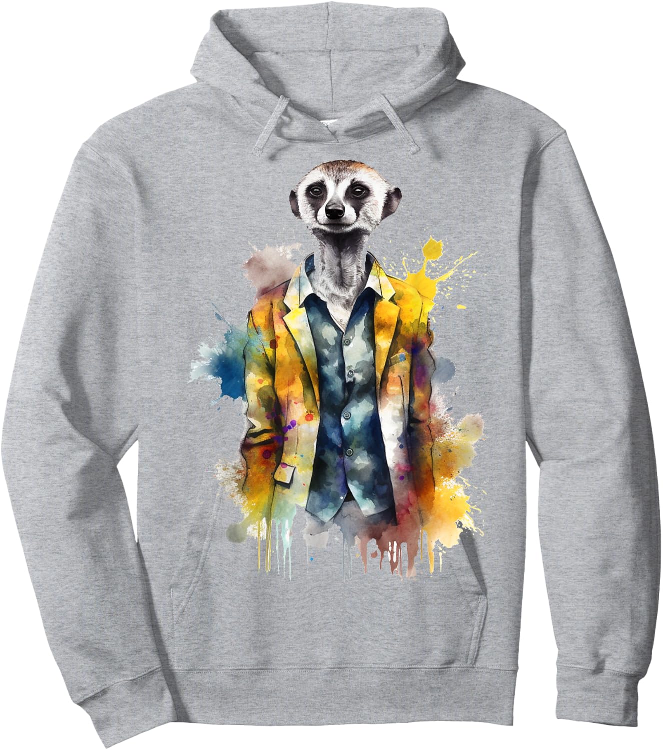 Meerkat Lover Artwork | Animal Motif Meerkat Hoodie - Hoodie | Ash
