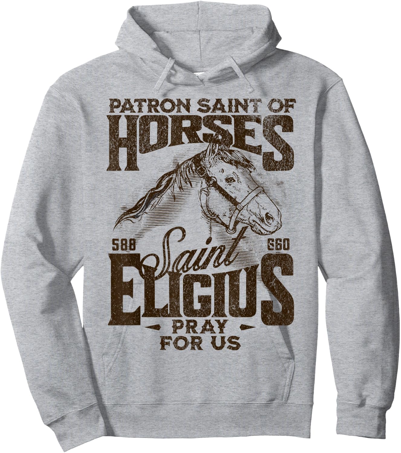 St Eligius Patron Saint of Horses Catholic Saint Horseback Hoodie - Hoodie | Ash