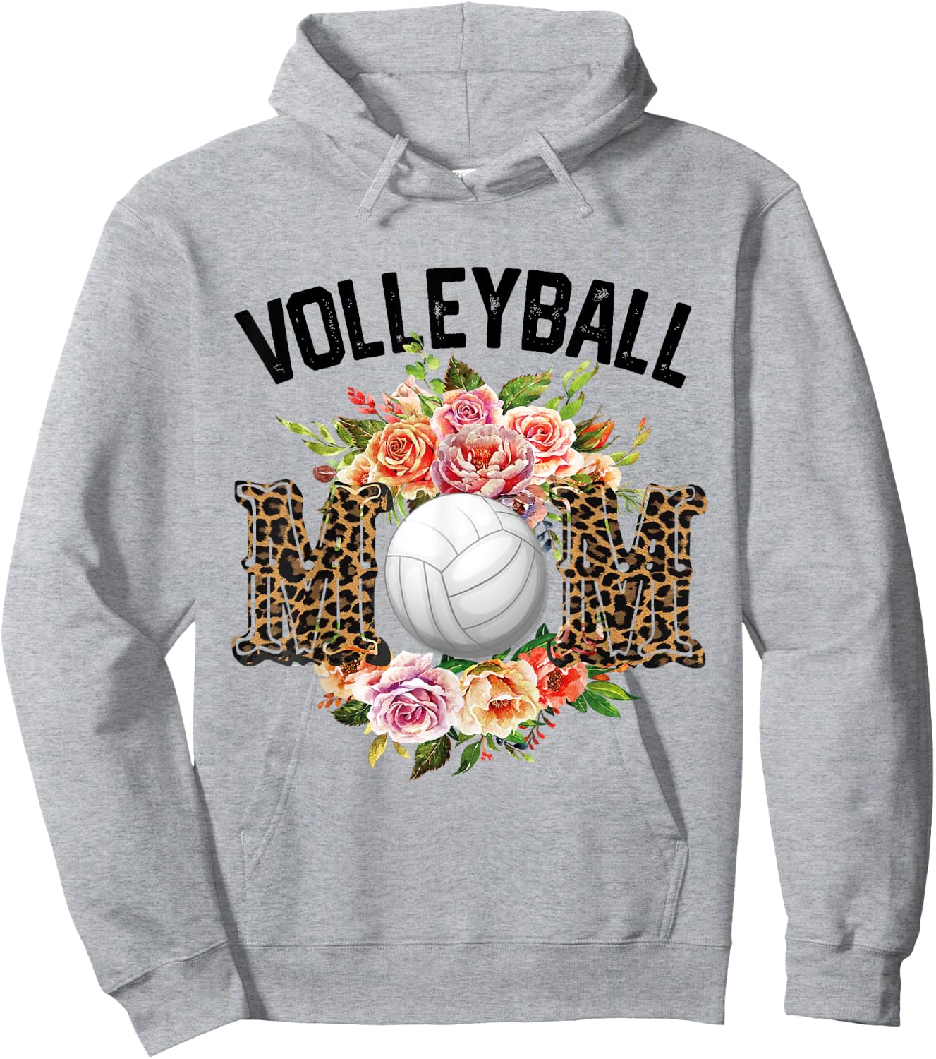 Volleyball Mom Floral Flowers Volleyball Mothers Day 2024 Hoodie - Hoodie | Ash