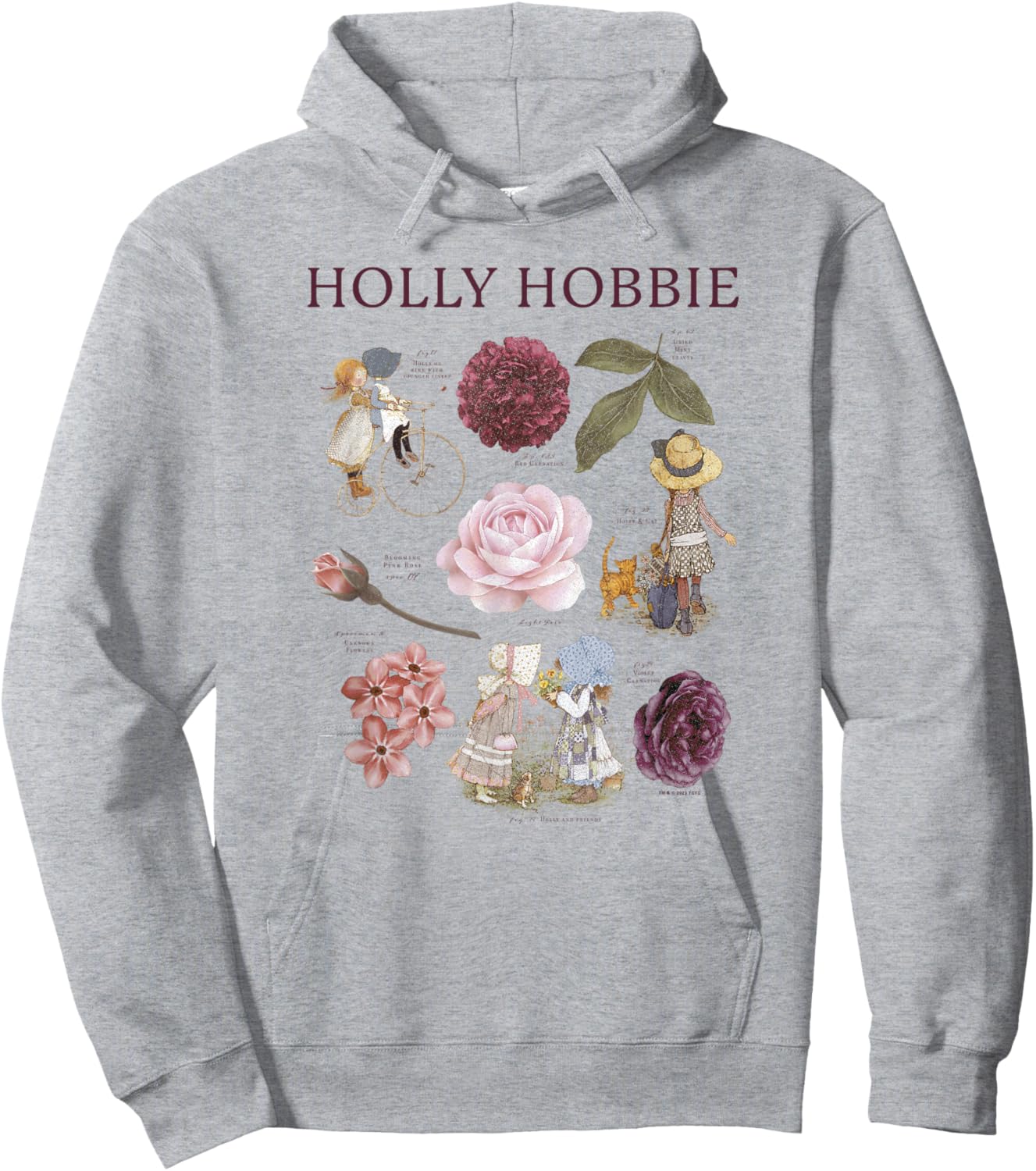 Holly Hobbie Text Book Charming Floral Portrait Hoodie - Hoodie | Ash