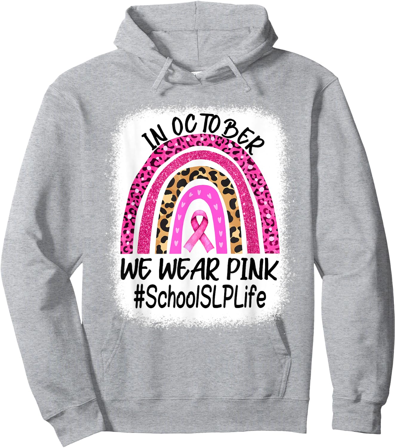 School SLP Rainbow Women Breast Cancer Awareness Hoodie - Hoodie | Ash