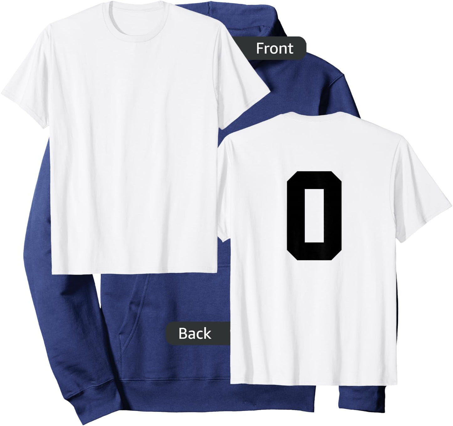 Number 0 (on Back) Sport Team Number Jersey Hoodie - Hoodie | Navy