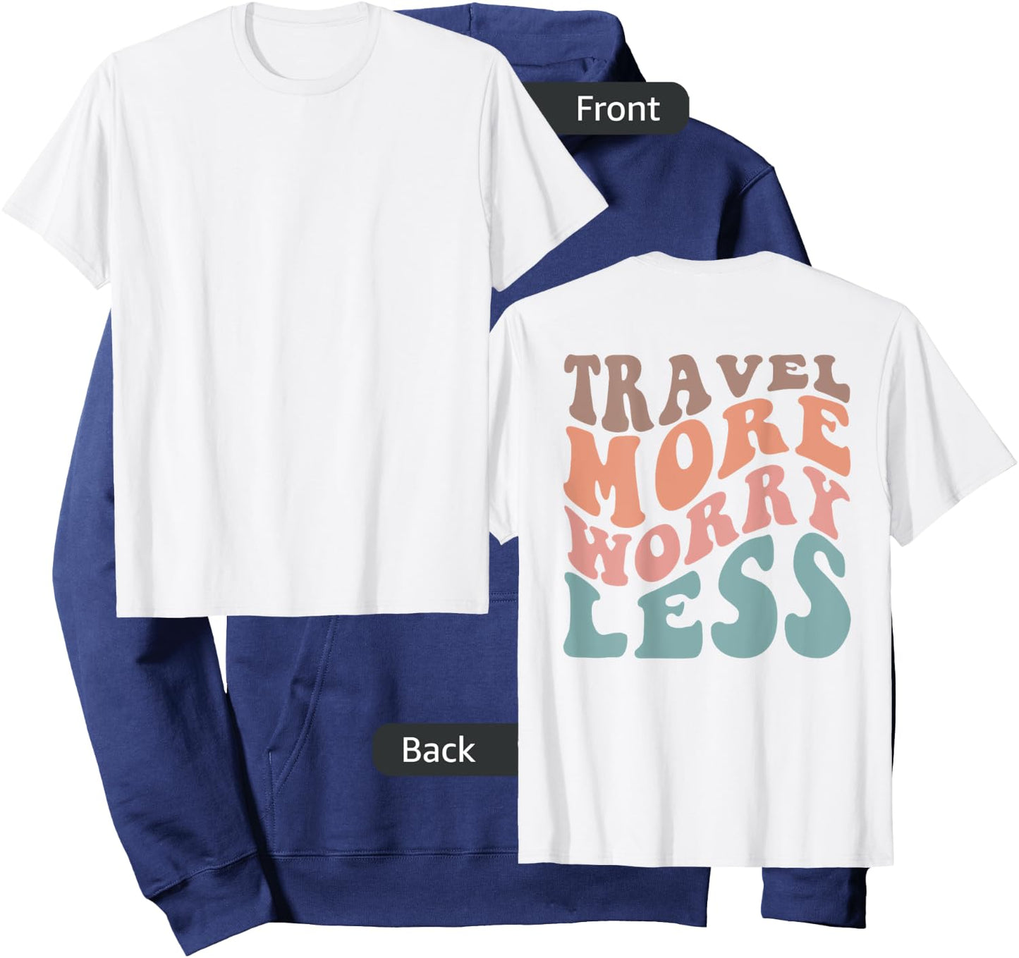 Groovy Travel More Worry Less Funny Retro Girls Woman (back) Hoodie - Hoodie | Navy