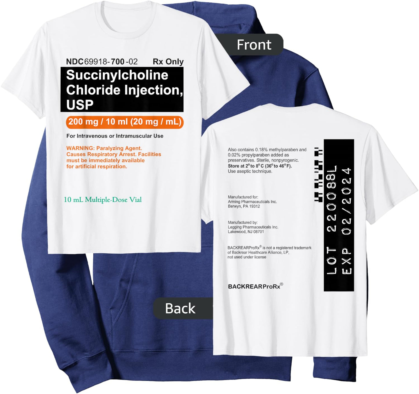 Succinylcholine Sux Anesthesia CRNA Medication Paralytic Hoodie - Hoodie | Navy