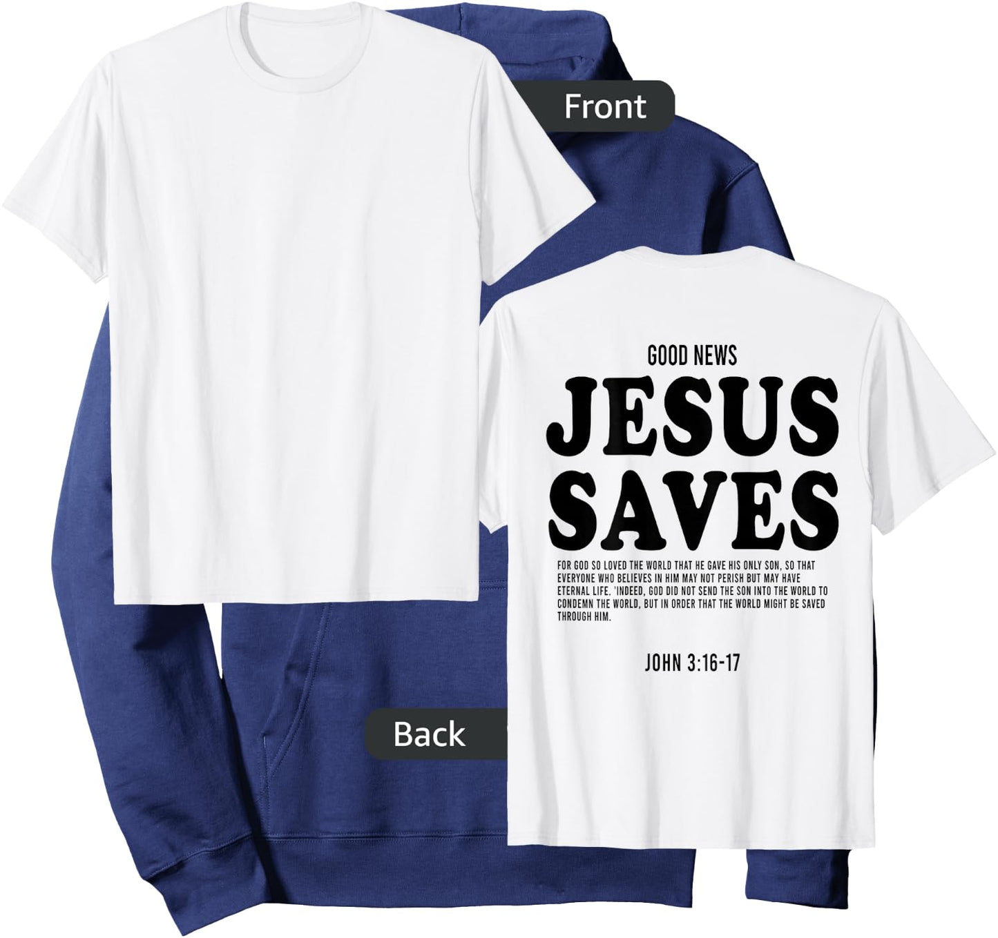 Aesthetic Jesus Christian Bible Verse Jesus saves back Hoodie - Hoodie | Navy