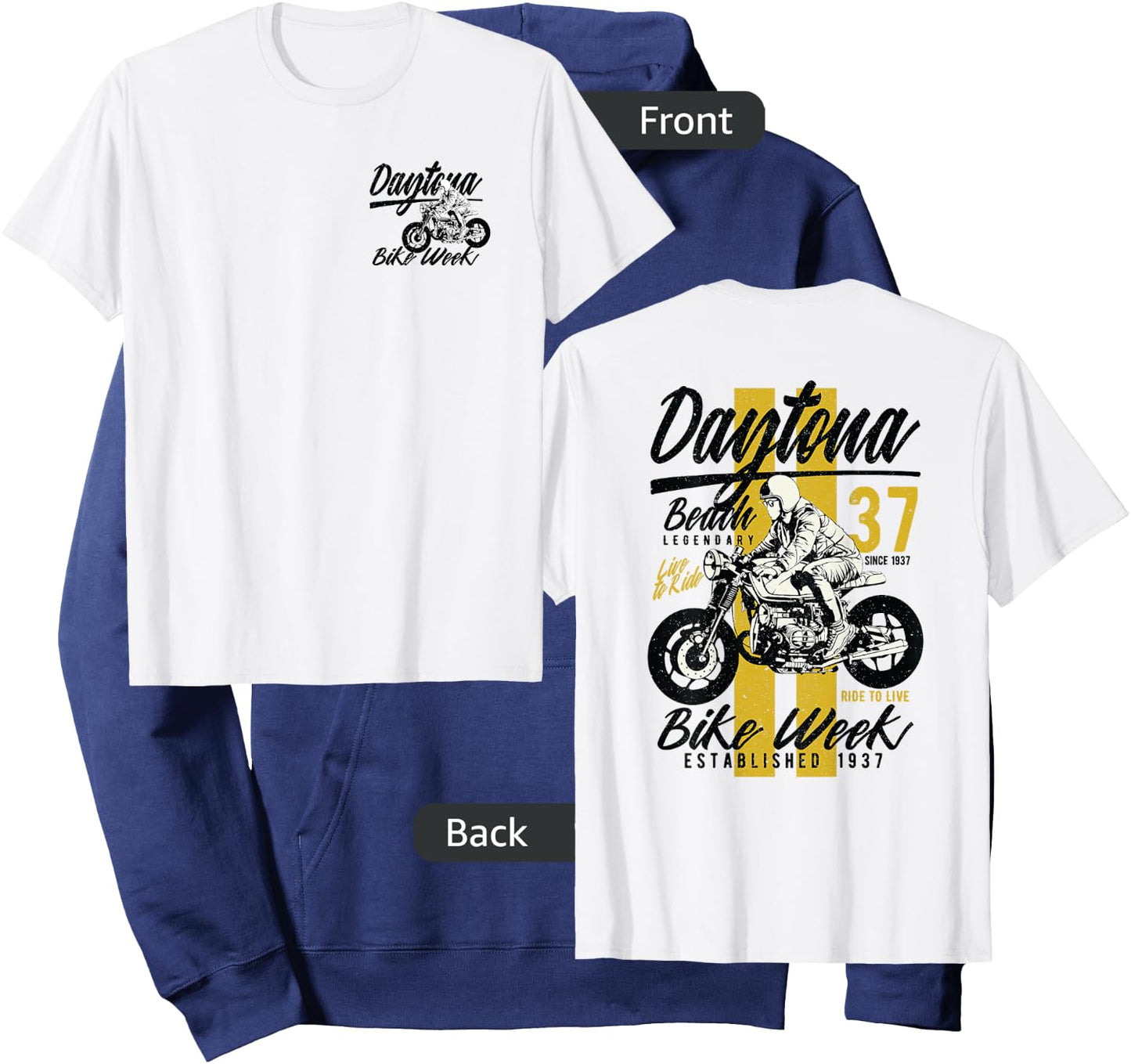 Daytona Beach Bike Week Retro Distressed Motorcycle Design Men Women Kids Hoodie - Hoodie | Navy