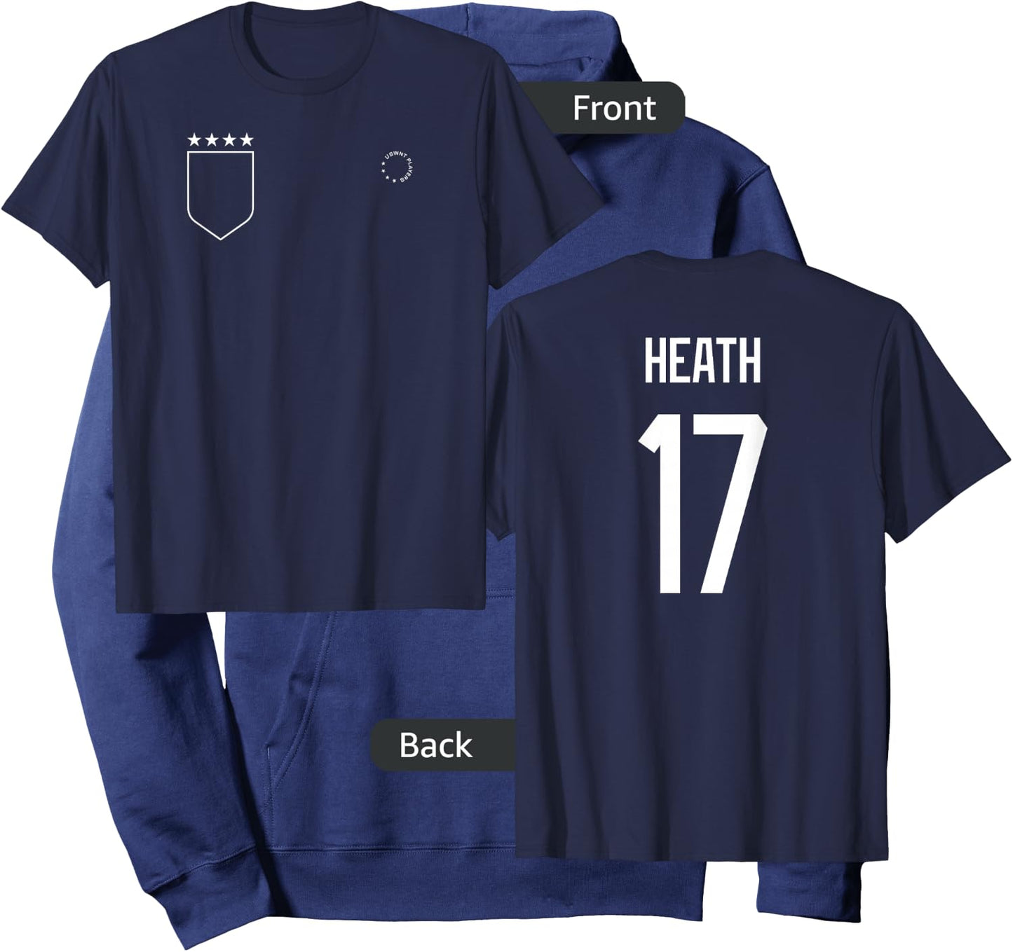 Tobin Heath: Name & Number on Back - USWNT Soccer Hoodie - Hoodie | Navy