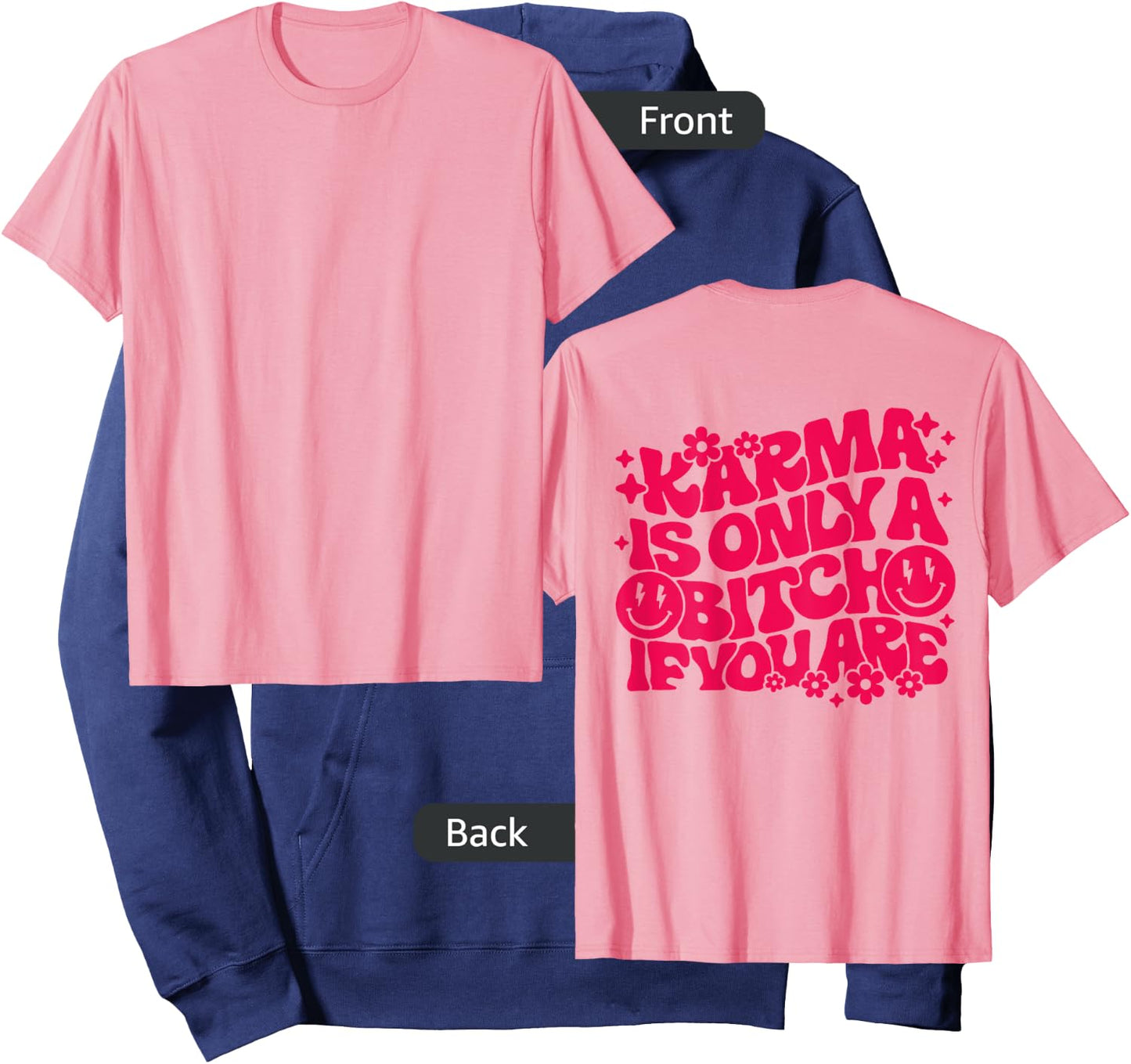 Karma Is Only A Bitch If You Are Trendy Preppy Words On Back Hoodie - Hoodie | Navy