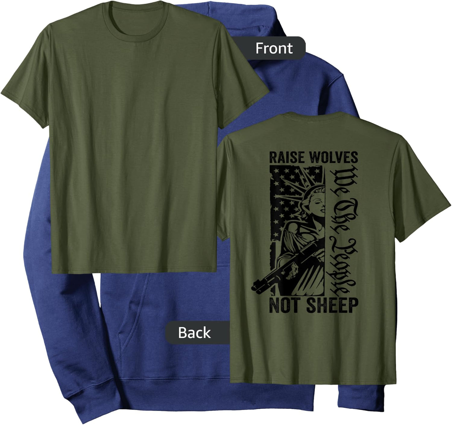 Raise Wolves Not Sheep - Liberty Lady USA Pro Guns (ON BACK) Hoodie - Hoodie | Navy