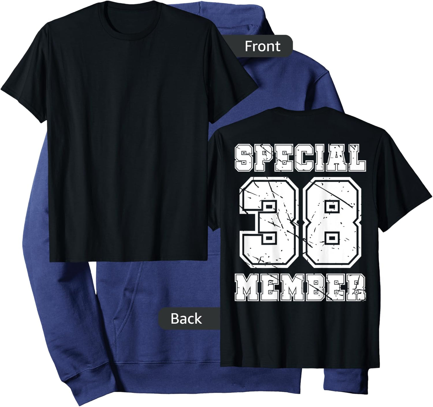 #38 Number 38 Birthday Varsity Sports Numbered backprint Hoodie - Hoodie | Navy