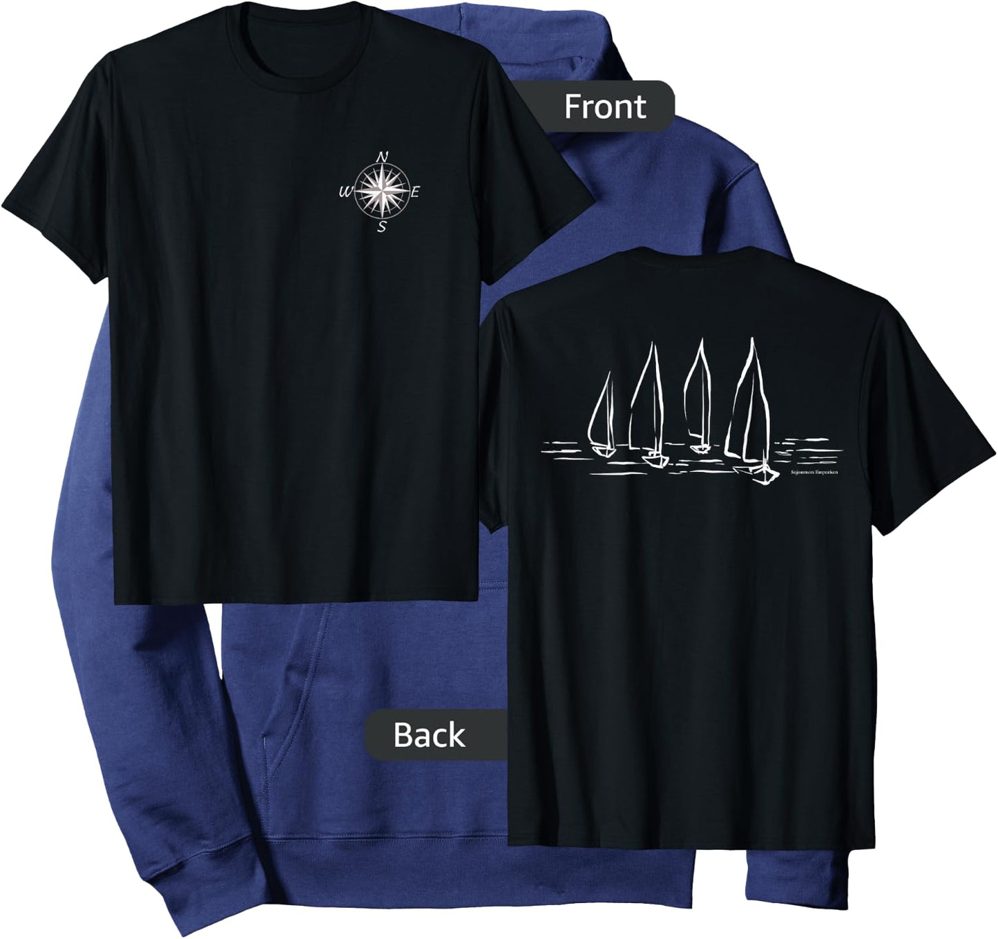 Sailboats Compass Rose Nautical Design Men’s Boating Sailing Hoodie - Hoodie | Navy